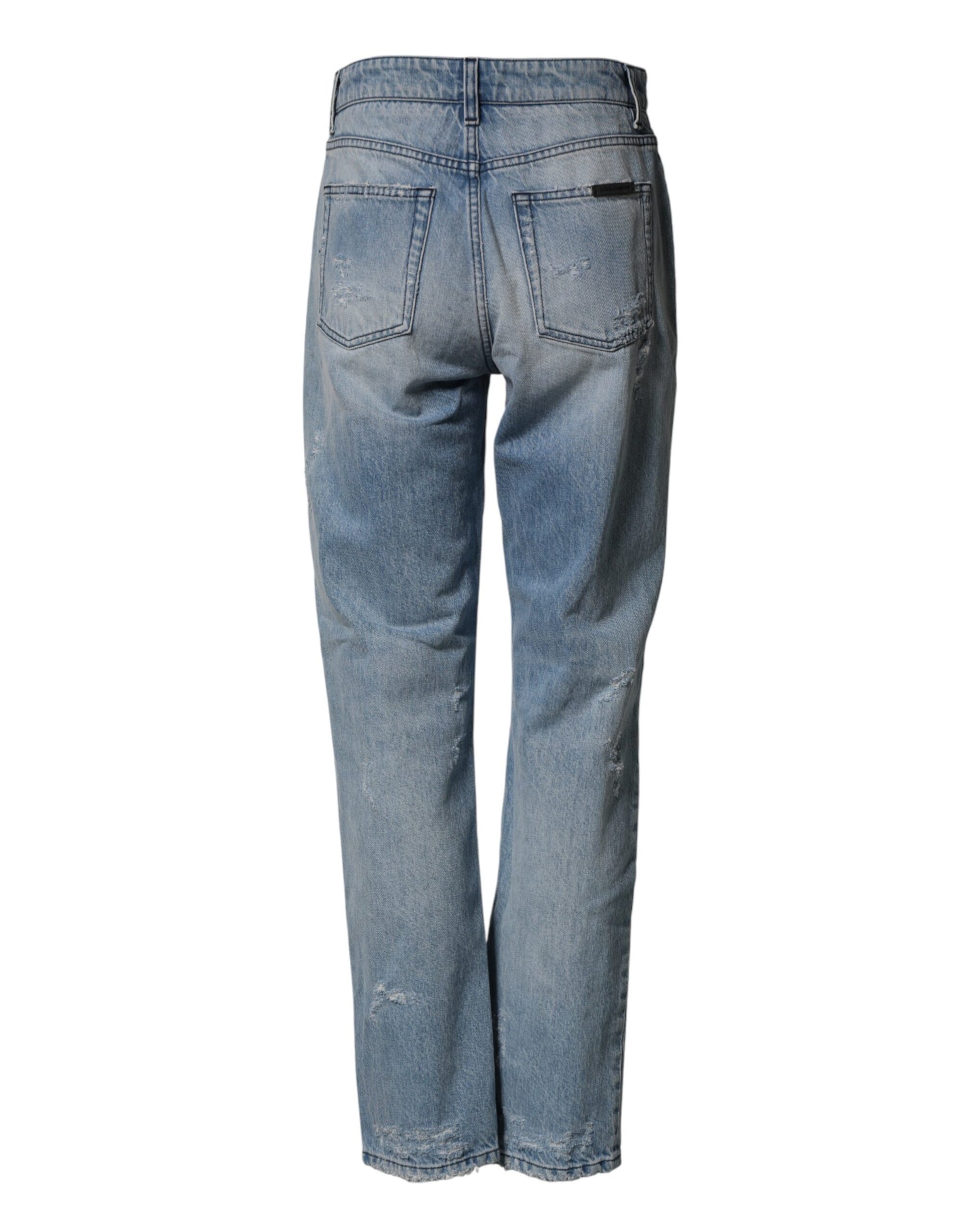 Dolce & Gabbana Light Blue Ripped Washed Boyfriend Denim Jeans