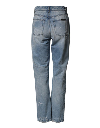 Dolce & Gabbana Light Blue Ripped Washed Boyfriend Denim Jeans