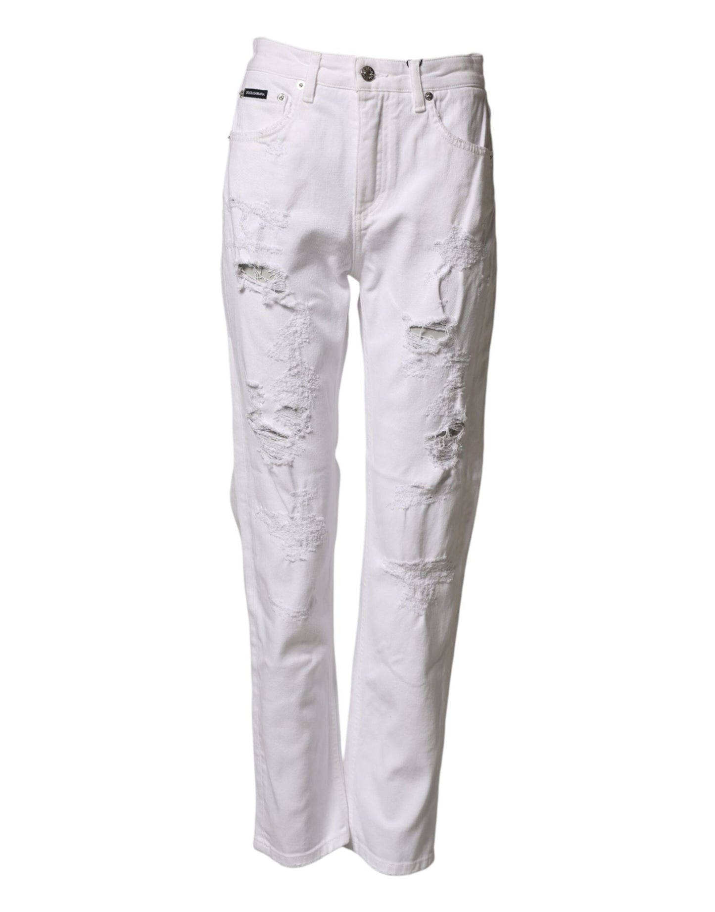 Dolce & Gabbana White Distressed Boyfriend Denim Jeans