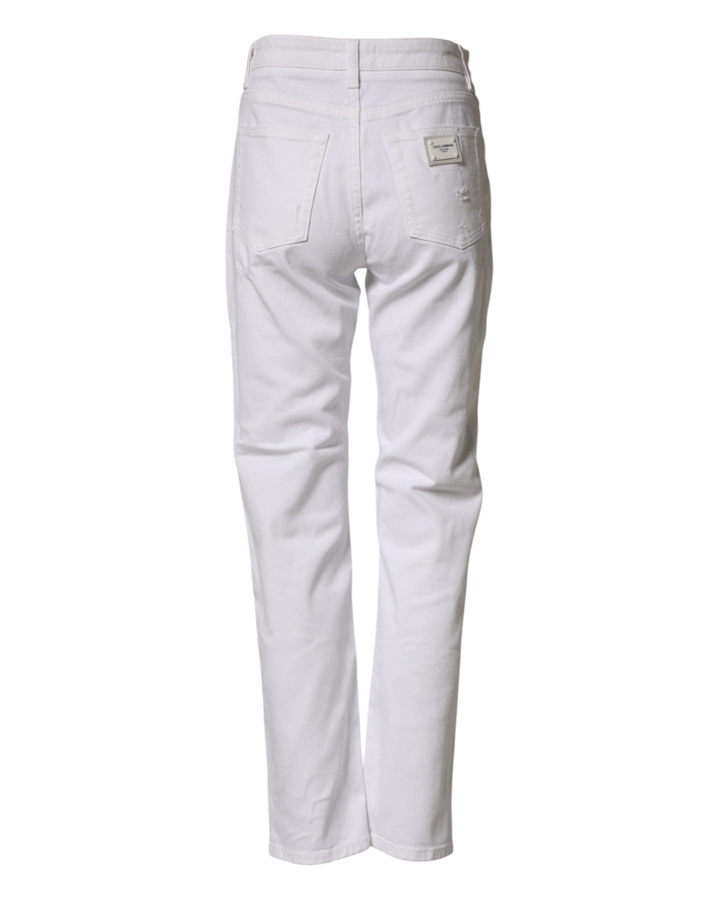 Dolce & Gabbana White Distressed Boyfriend Denim Jeans