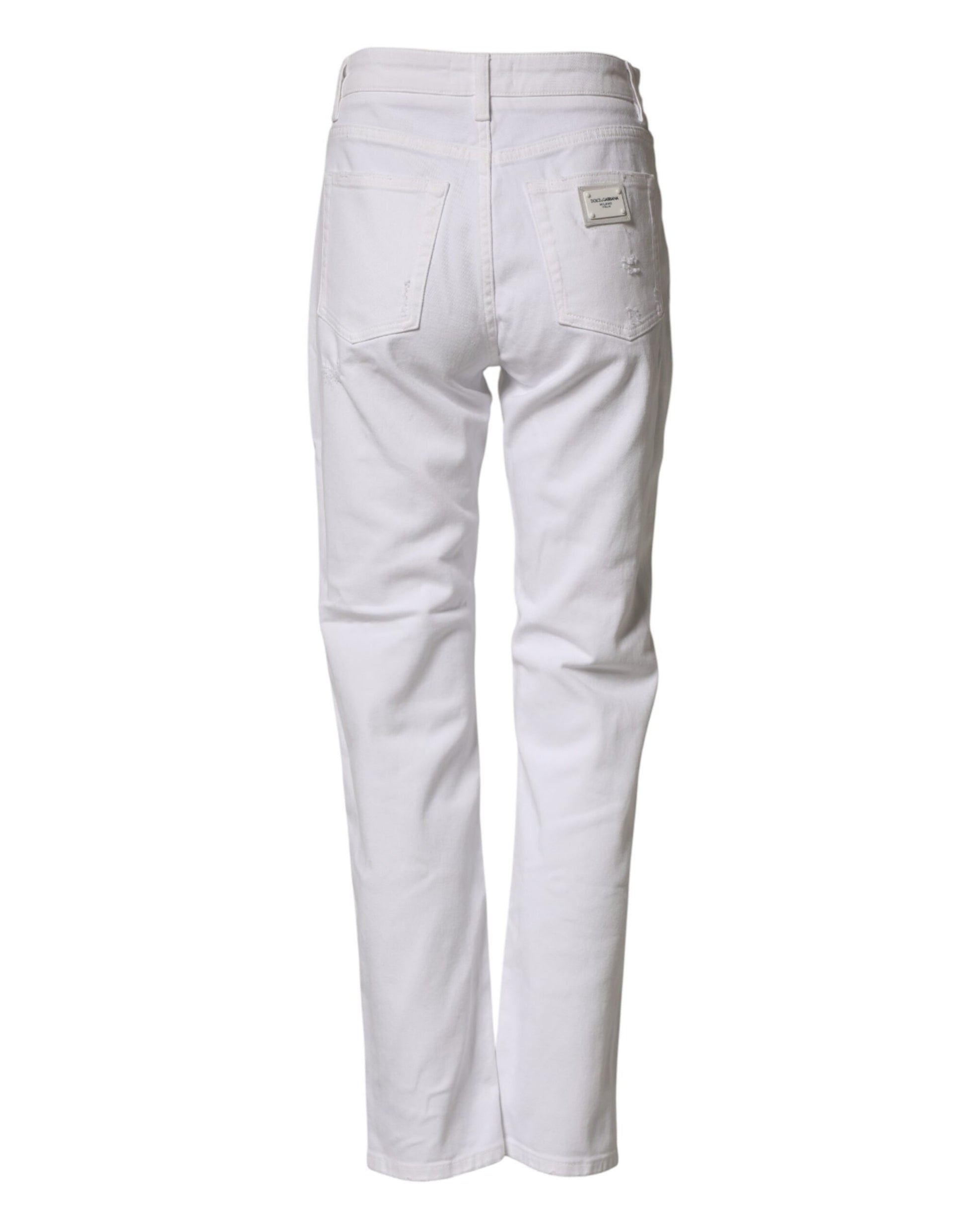 Dolce & Gabbana White Distressed Boyfriend Denim Jeans