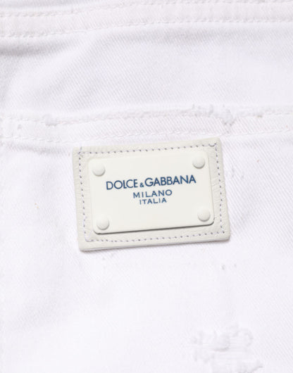 Dolce & Gabbana White Distressed Boyfriend Denim Jeans