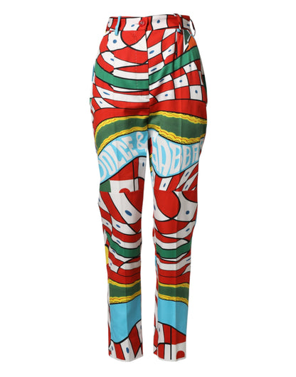 Dolce & Gabbana Multicolor Geometric Pattern Straight Pants