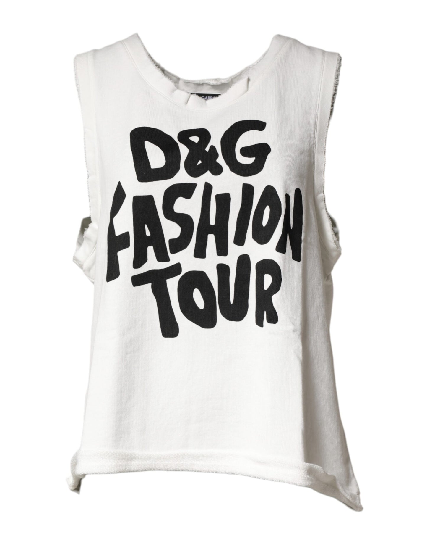 Dolce & Gabbana White Graphic Crew Neck Sleeveless Tank T-shirt