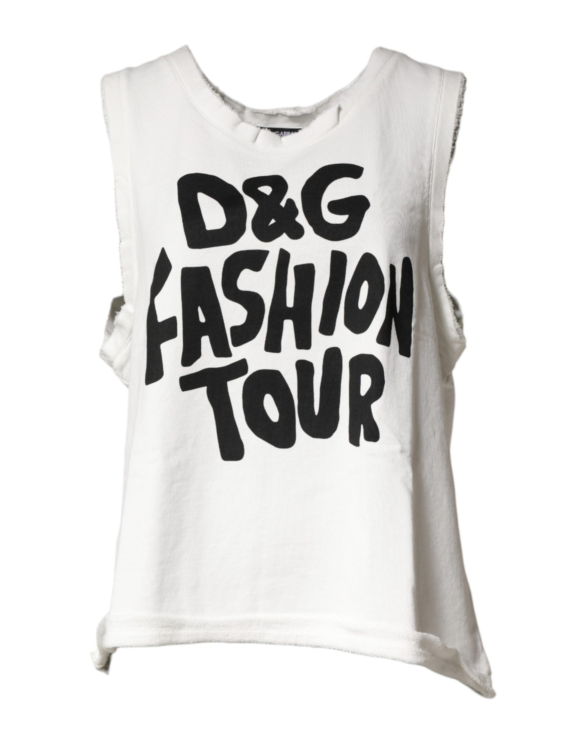 Dolce & Gabbana White Graphic Crew Neck Sleeveless Tank T-shirt