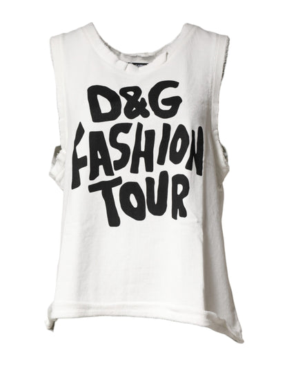 Dolce & Gabbana White Graphic Crew Neck Sleeveless Tank T-shirt