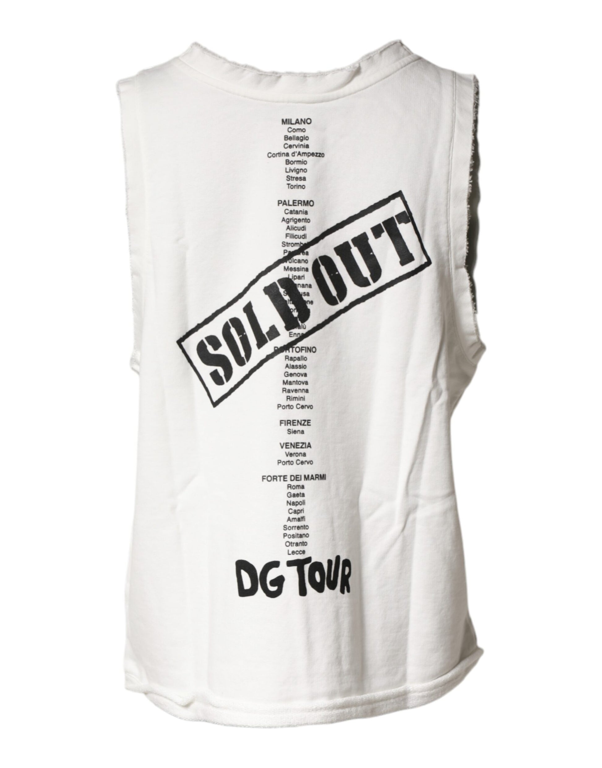 Dolce & Gabbana White Graphic Crew Neck Sleeveless Tank T-shirt