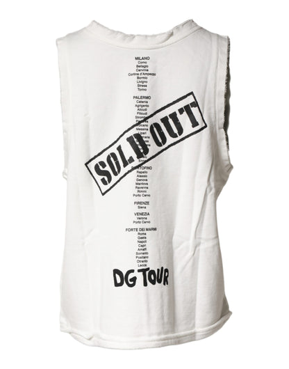 Dolce & Gabbana White Graphic Crew Neck Sleeveless Tank T-shirt
