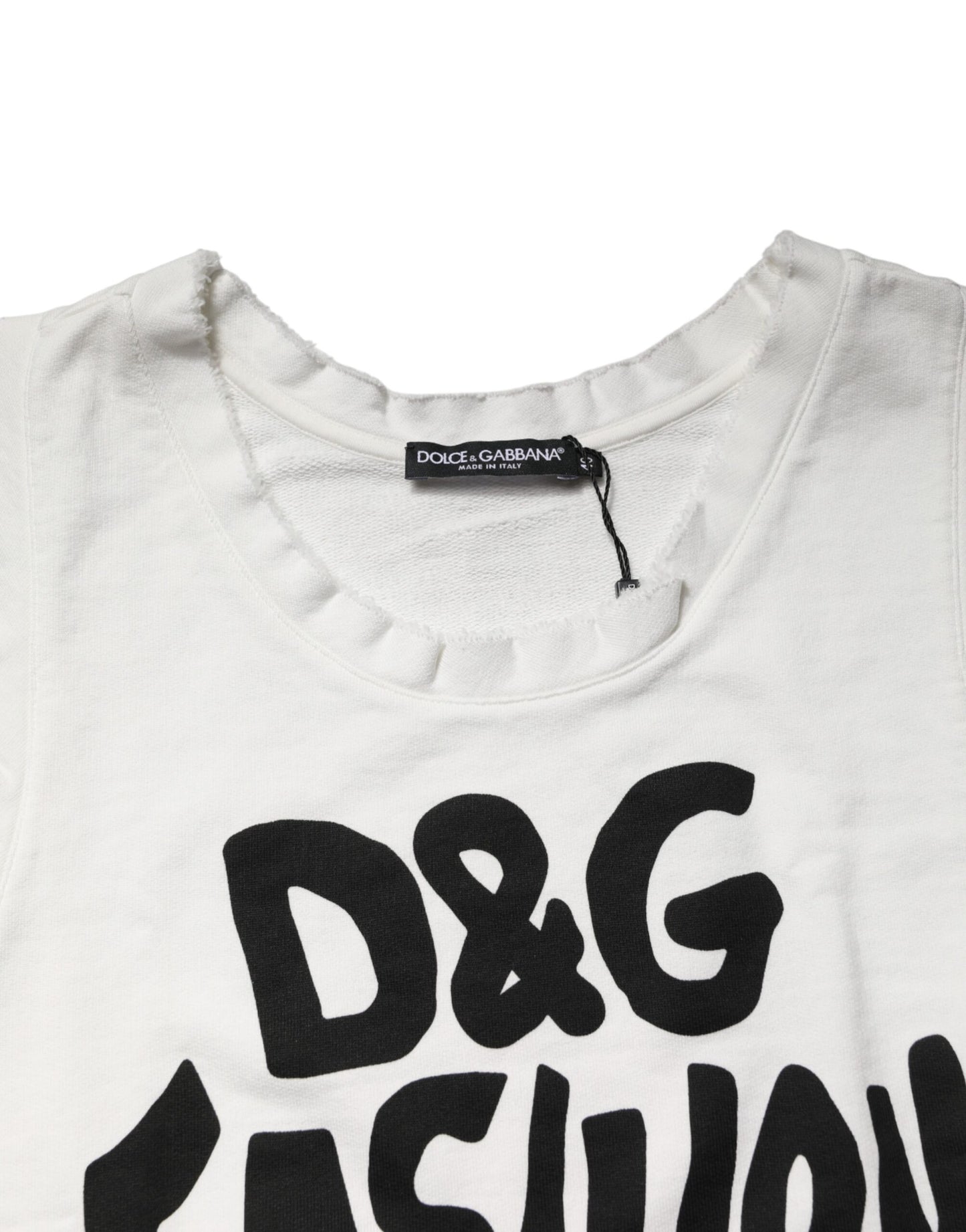 Dolce & Gabbana White Graphic Crew Neck Sleeveless Tank T-shirt
