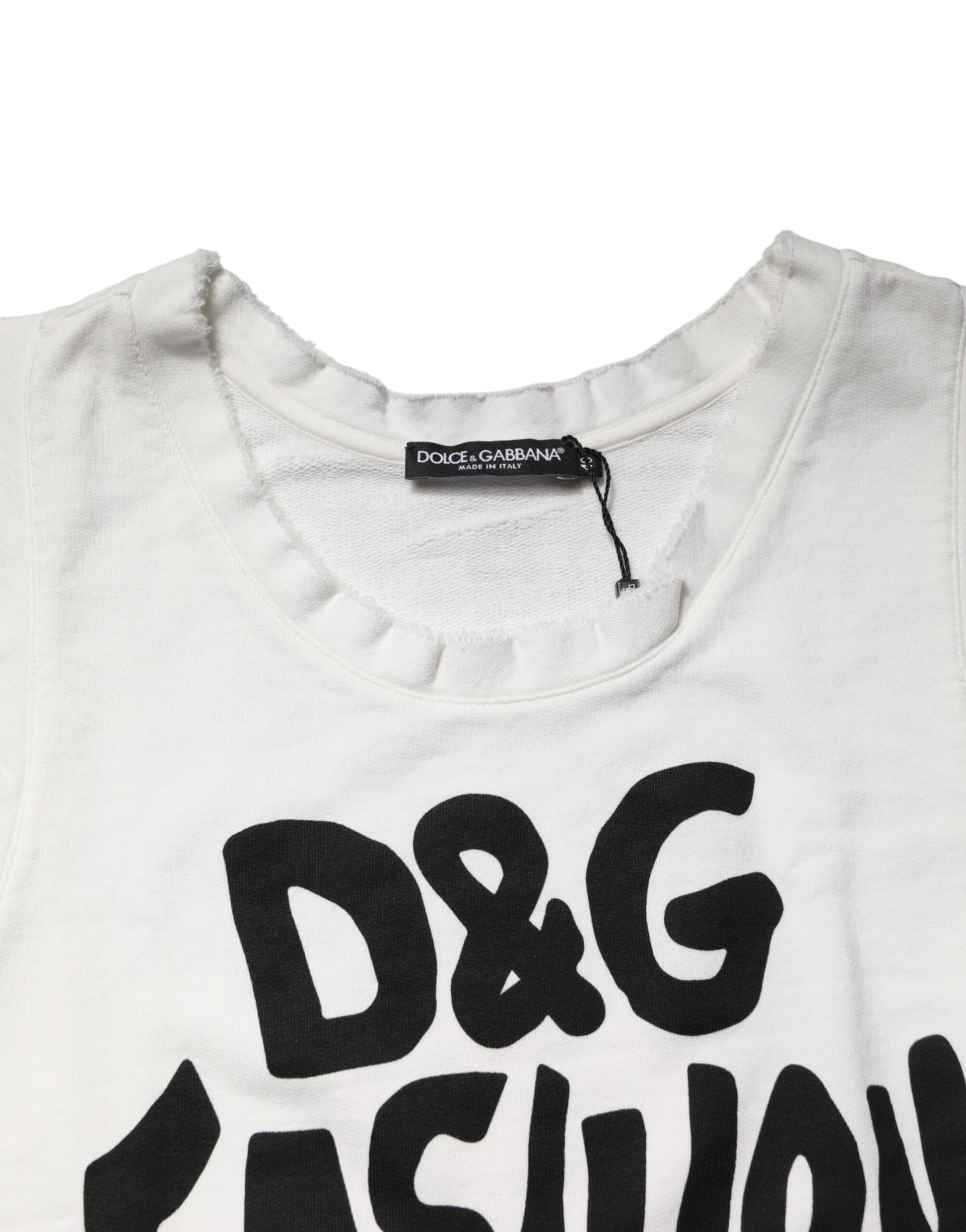 Dolce & Gabbana White Graphic Crew Neck Sleeveless Tank T-shirt