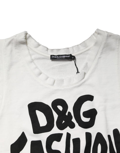 Dolce & Gabbana White Graphic Crew Neck Sleeveless Tank T-shirt