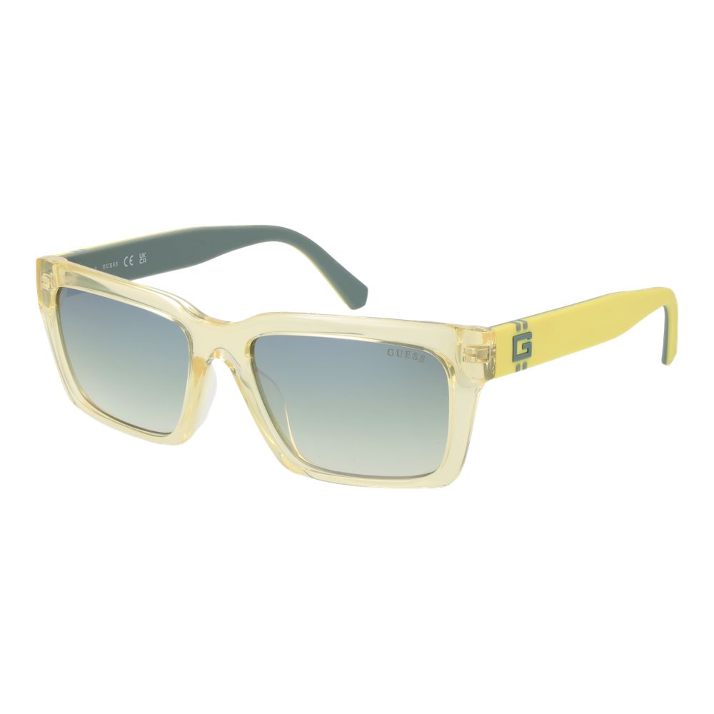 Guess Men’s Sunglasses – Yellow Stainless Steel Frame, Green Mirrored Lenses
