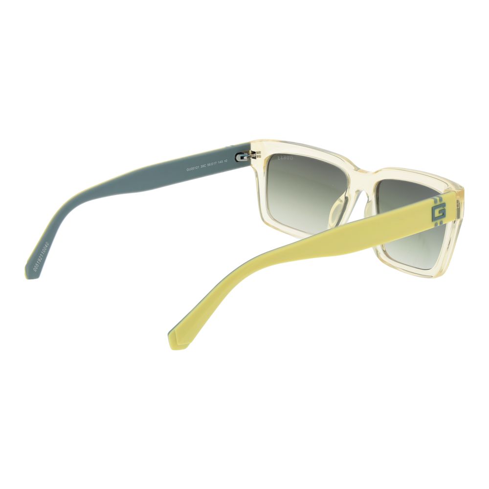 Guess Men’s Sunglasses – Yellow Stainless Steel Frame, Green Mirrored Lenses