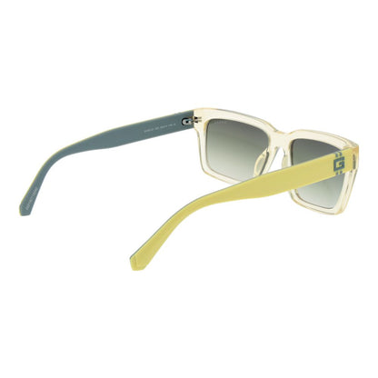 Guess Men’s Sunglasses – Yellow Stainless Steel Frame, Green Mirrored Lenses