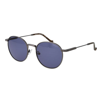 Hackett Men's Sunglasses – Gunmetal Round Frame, Blue Lenses