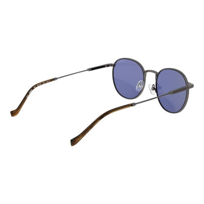 Hackett Men's Sunglasses – Gunmetal Round Frame, Blue Lenses