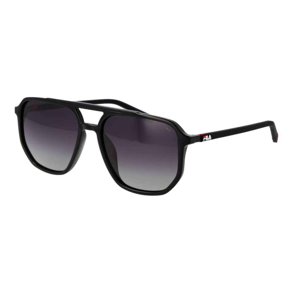 Fila Men’s Sunglasses – Black Full-Rim Frame, Grey Polarized Lenses