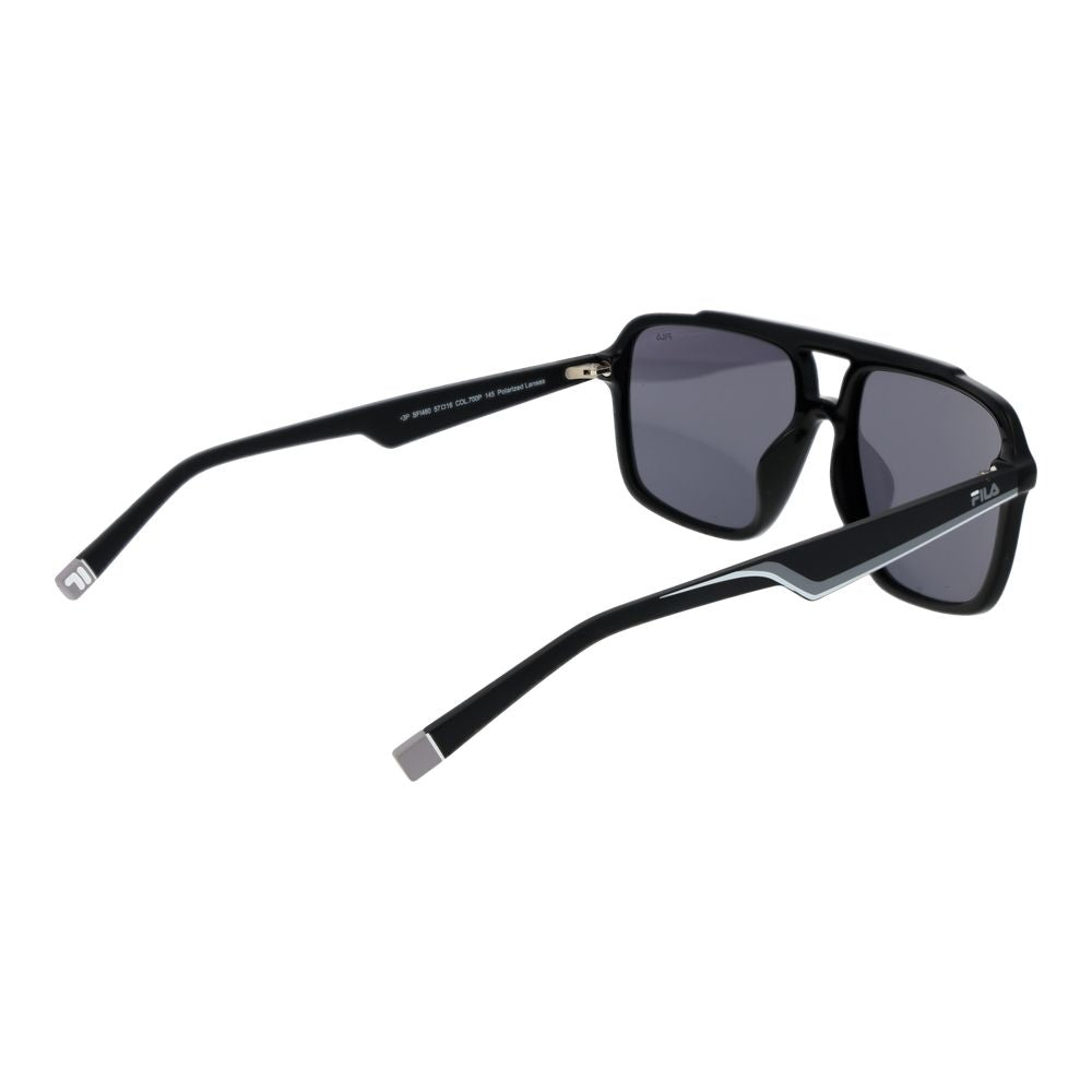 Fila Unisex Sunglasses – Black Full-Rim Frame, Grey Polarized Lenses