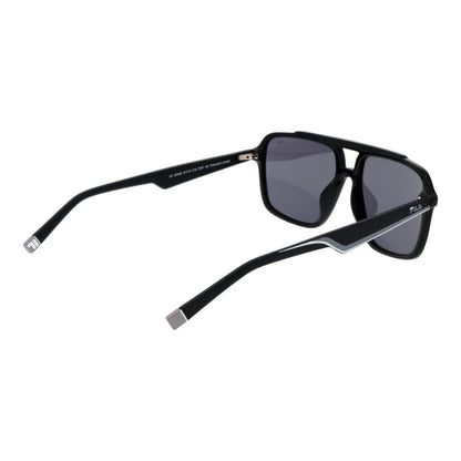 Fila Unisex Sunglasses – Black Full-Rim Frame, Grey Polarized Lenses