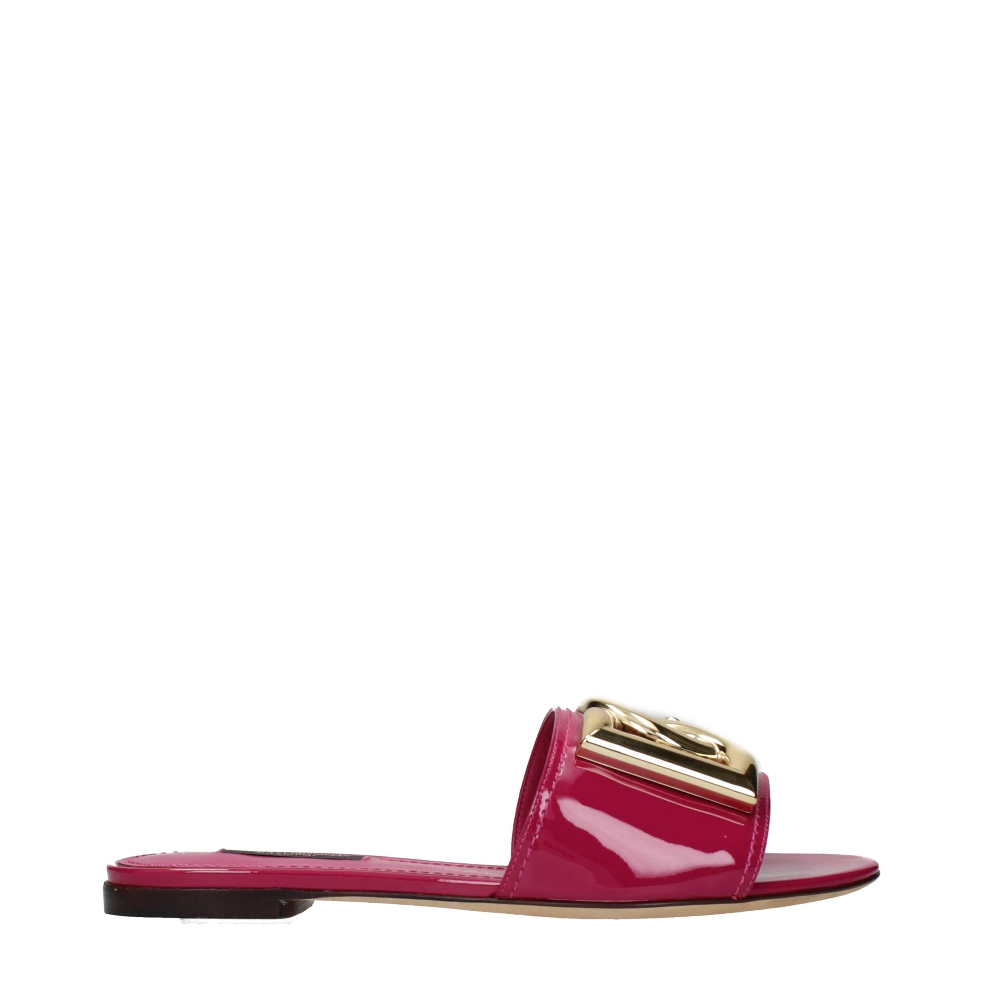 Dolce & Gabbana Pink Patent Leather Slide Sandals