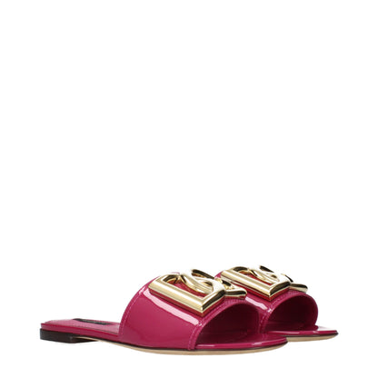 Dolce & Gabbana Pink Patent Leather Slide Sandals