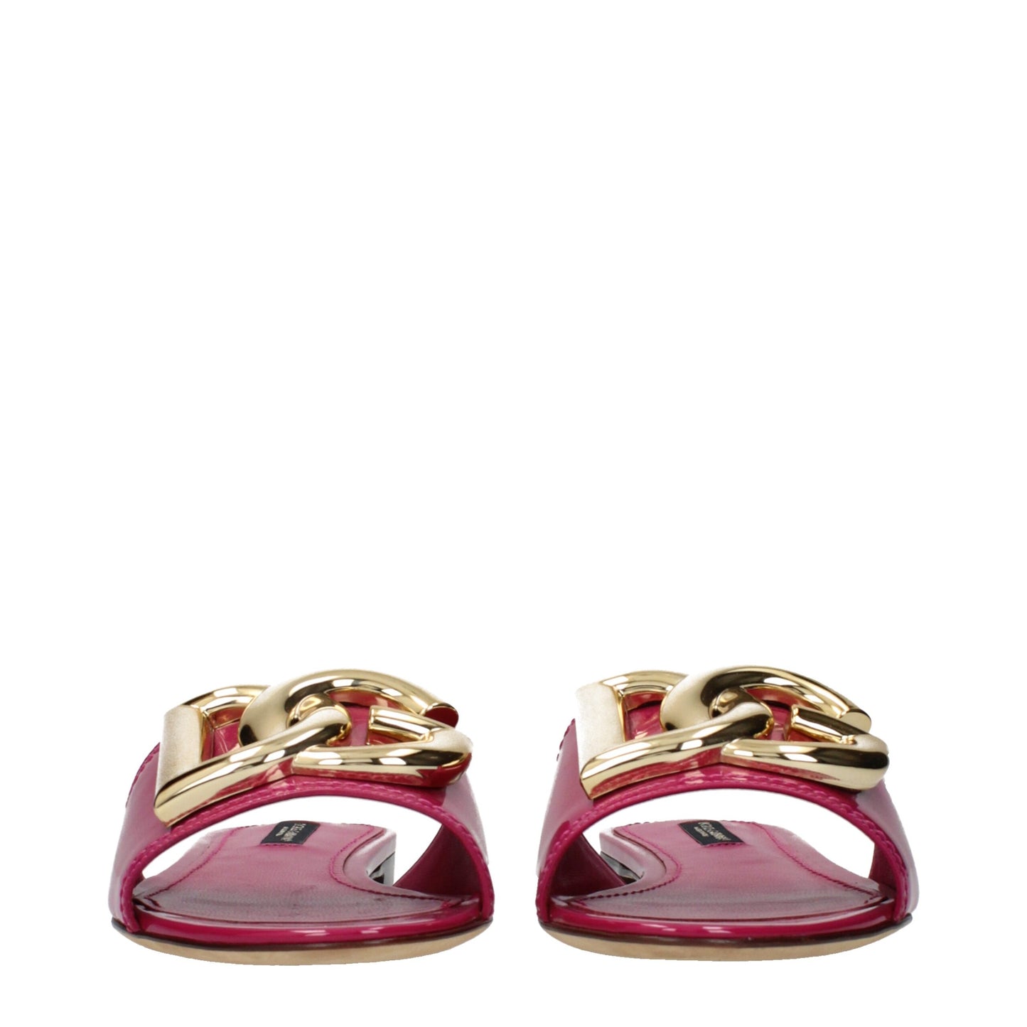 Dolce & Gabbana Pink Patent Leather Slide Sandals