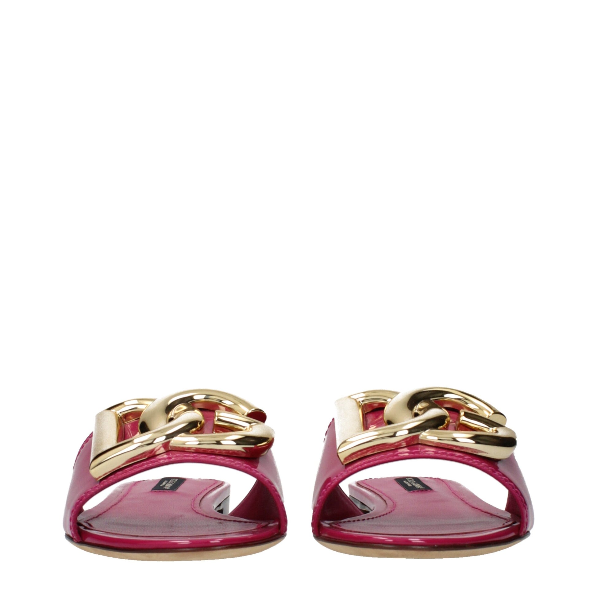 Dolce & Gabbana Pink Patent Leather Slide Sandals