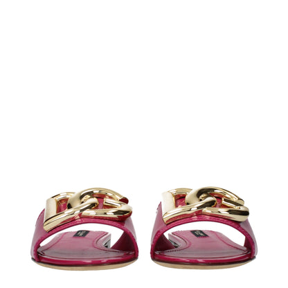 Dolce & Gabbana Pink Patent Leather Slide Sandals