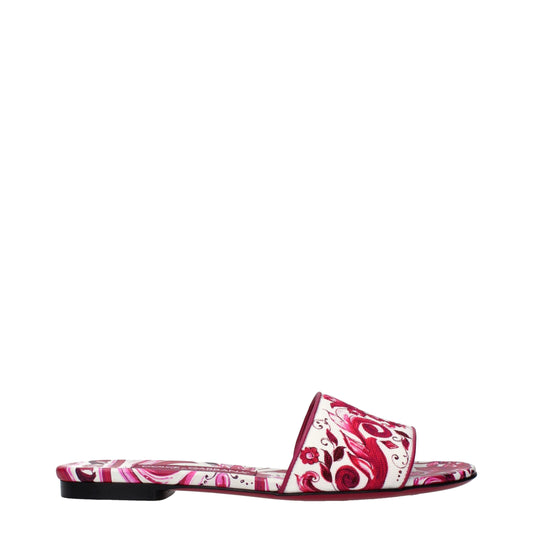 Dolce & Gabbana Pink Fabric Majolica Slide Sandals