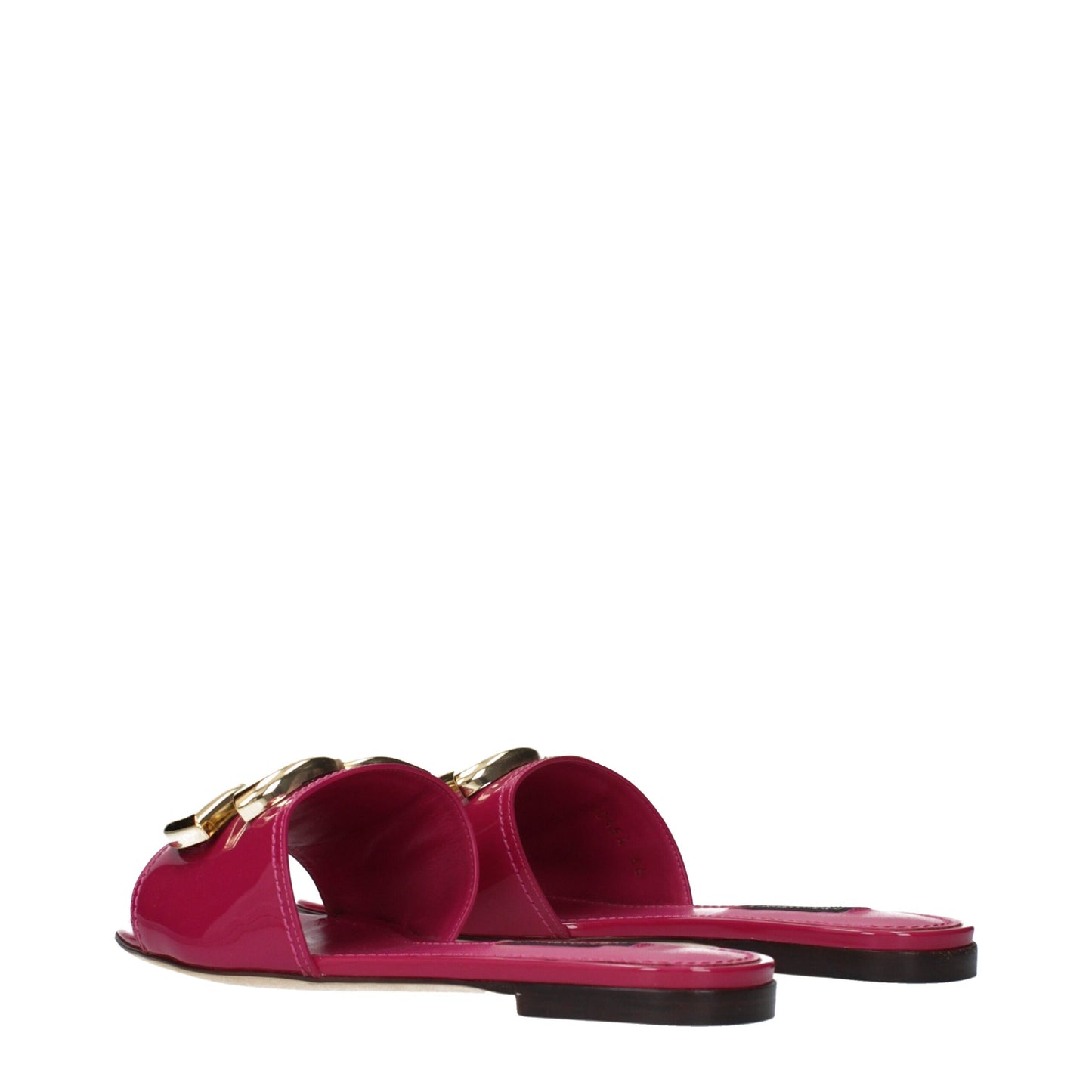 Dolce & Gabbana Pink Patent Leather Slide Sandals