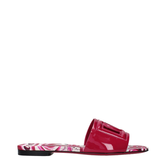 Dolce & Gabbana Pink Patent Bianca Leather Majolica Slides