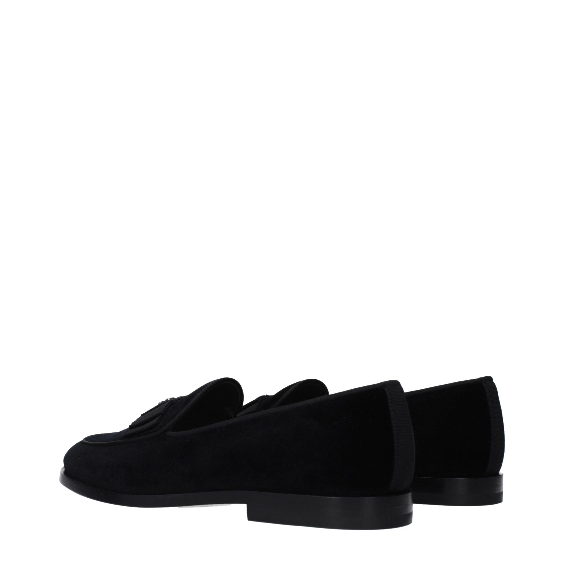 Dolce & Gabbana Black Velvet Slip-On Loafers
