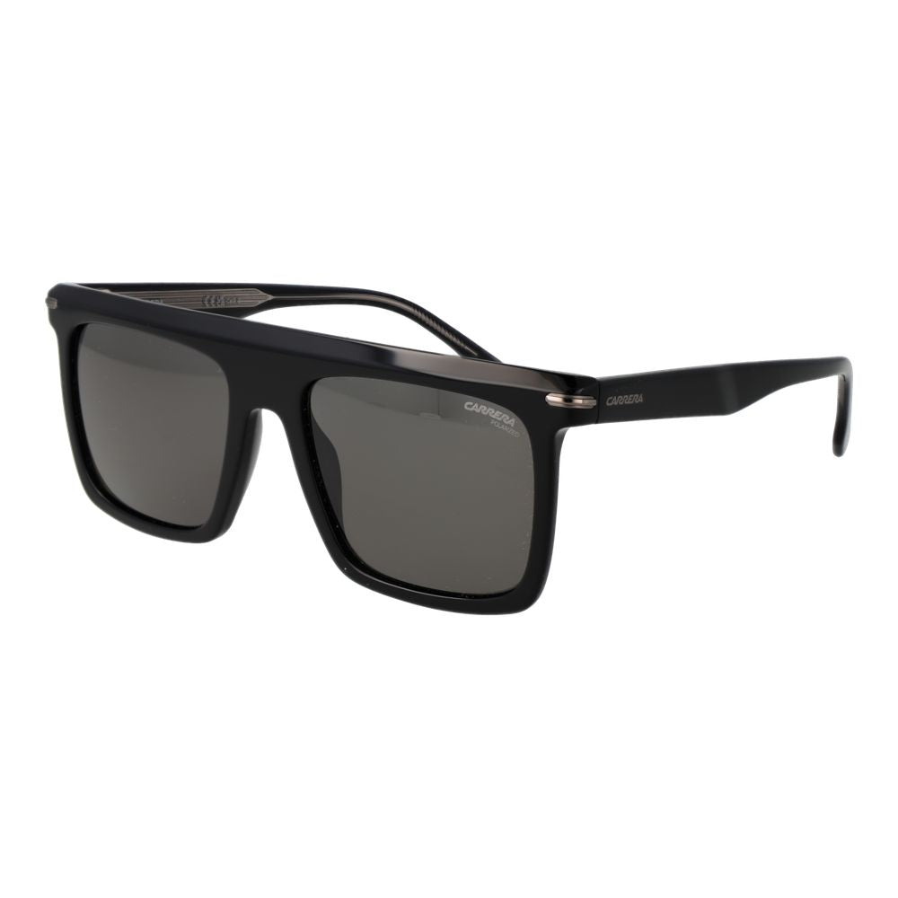Carrera Men’s Sunglasses – Black Square Frame, Grey Polarized Lenses