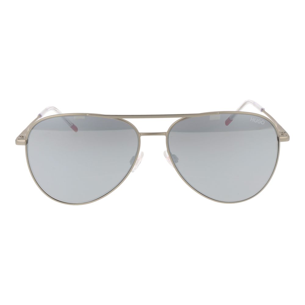 Hugo Boss Men’s Sunglasses – Silver Aviator Frame, Grey Mirrored Lenses