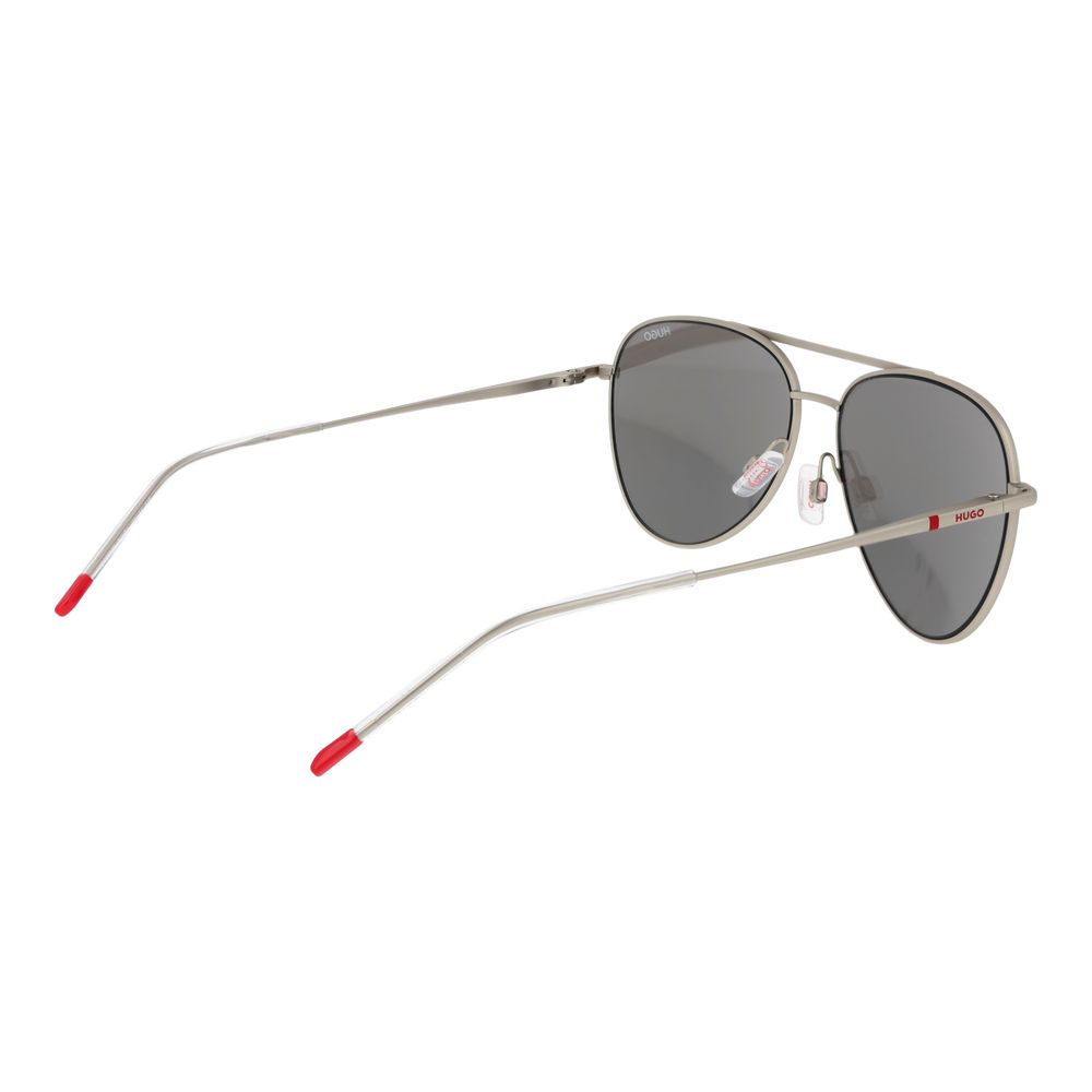 Hugo Boss Men’s Sunglasses – Silver Aviator Frame, Grey Mirrored Lenses