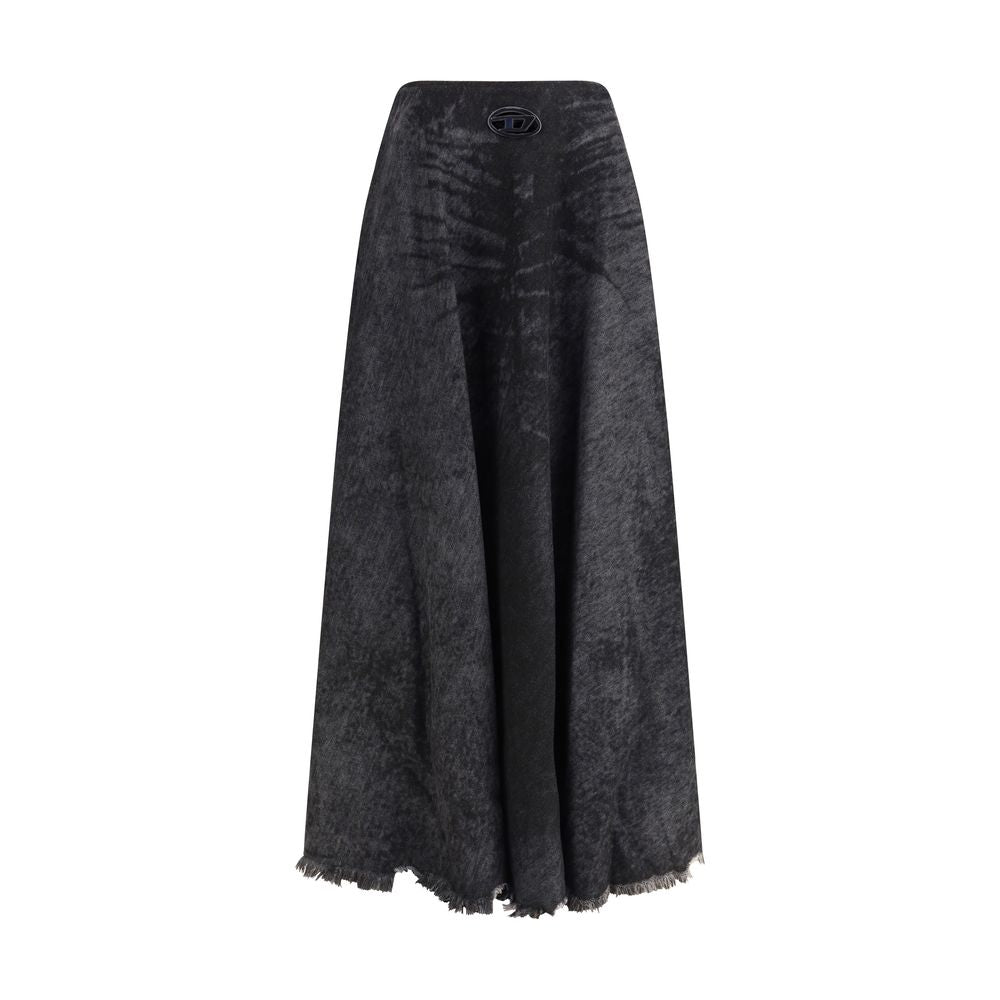Diesel Black Cotton Long Skirt - Hannie Flared Design