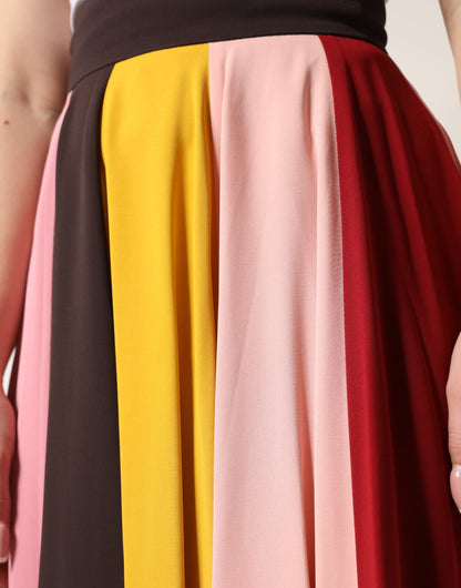 Dolce & Gabbana Multicolor Viscose High Waist Midi Skirt