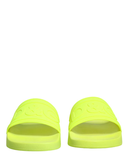 Dolce & Gabbana Green Rubber Slides – Luxe Beachwear Sandals