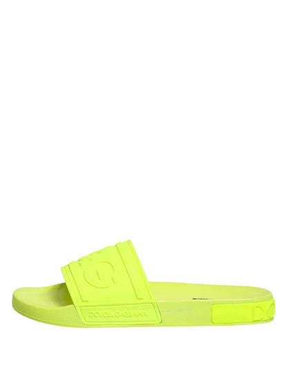 Dolce & Gabbana Green Rubber Slides – Luxe Beachwear Sandals
