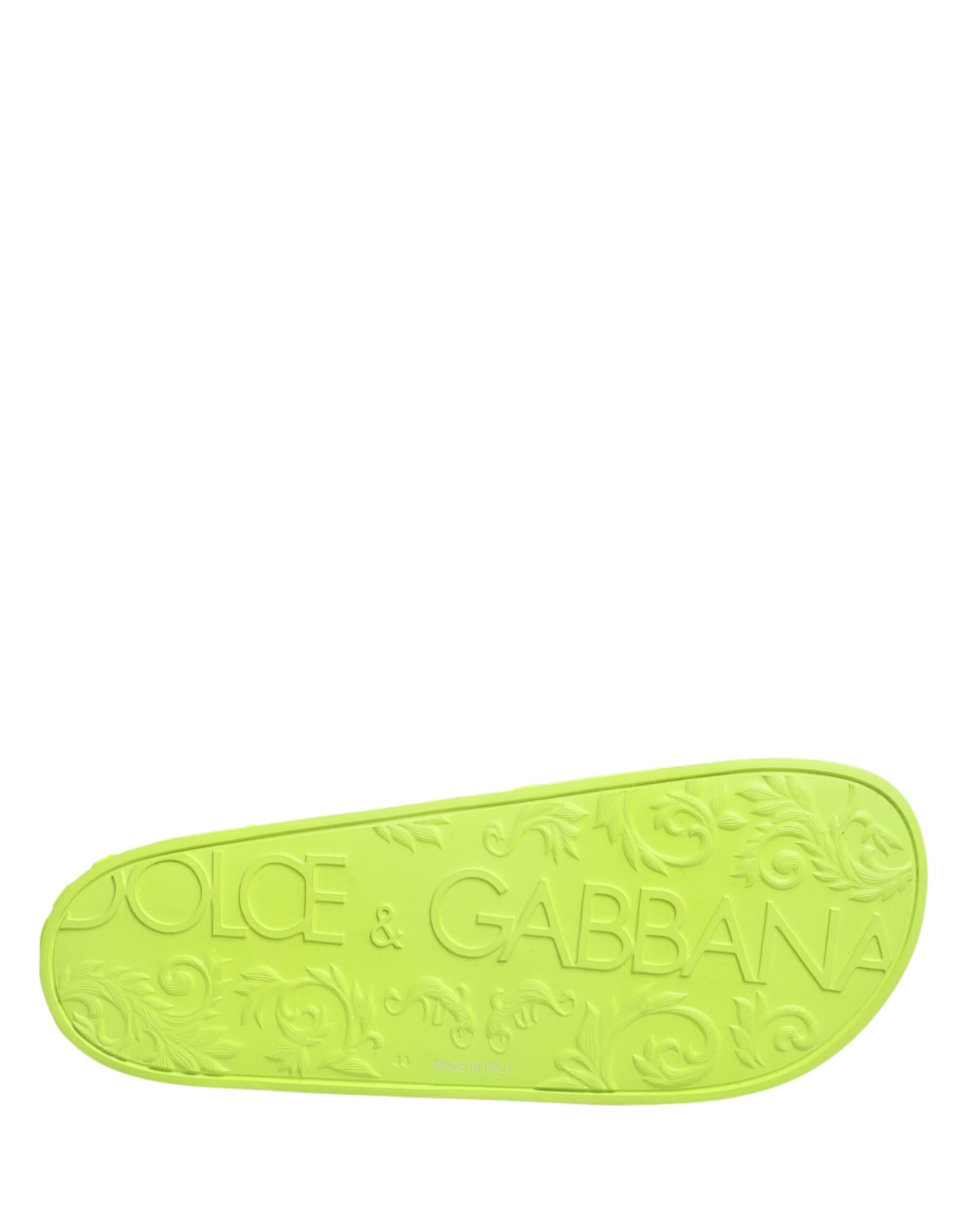 Dolce & Gabbana Green Rubber Slides – Luxe Beachwear Sandals