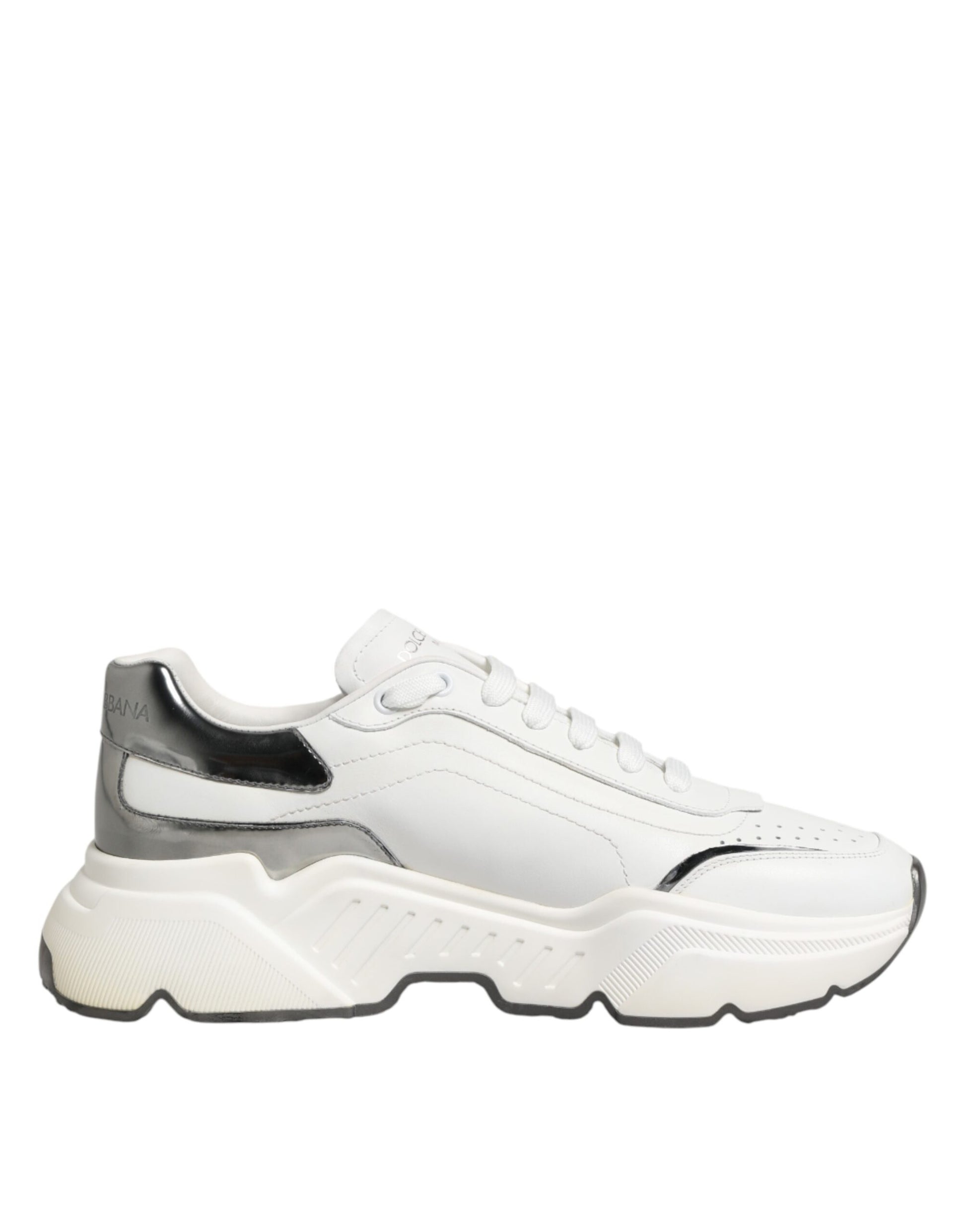 Dolce & Gabbana White Silver Daymaster Low Top Sneakers Shoes