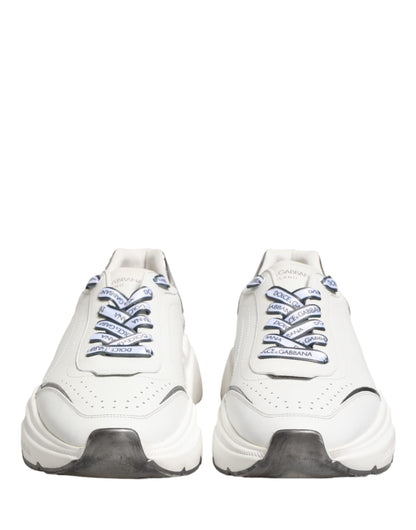 Dolce & Gabbana White Silver Daymaster Low Top Sneakers Shoes