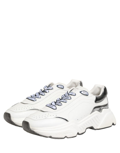 Dolce & Gabbana White Silver Daymaster Low Top Sneakers Shoes