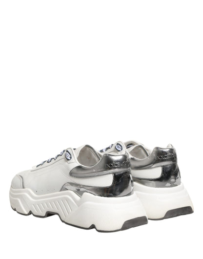 Dolce & Gabbana White Silver Daymaster Low Top Sneakers Shoes