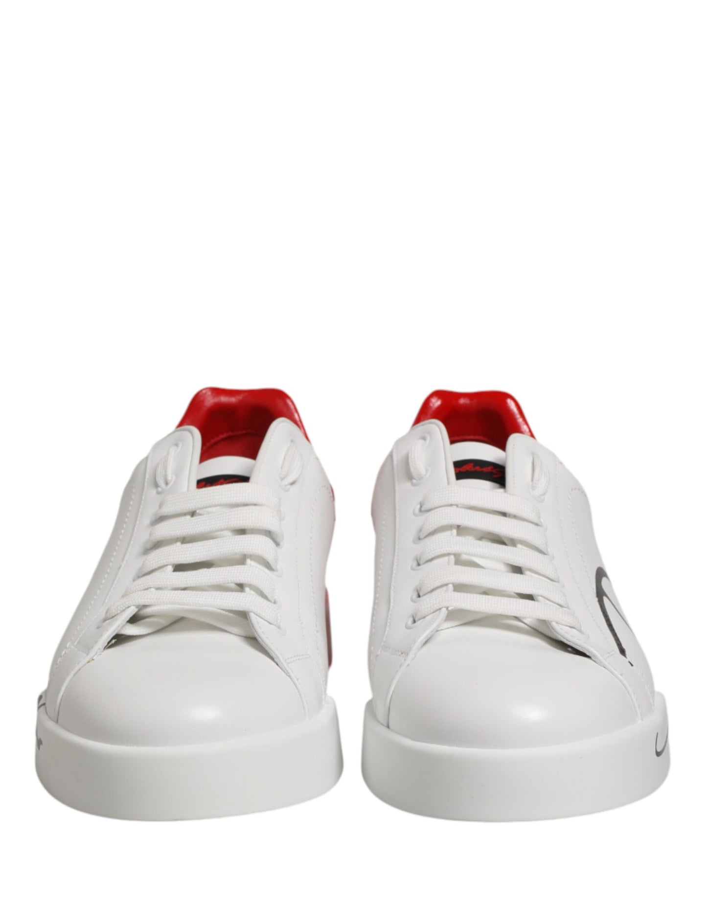 Dolce & Gabbana White Red Portofino Low Top Men Sneakers
