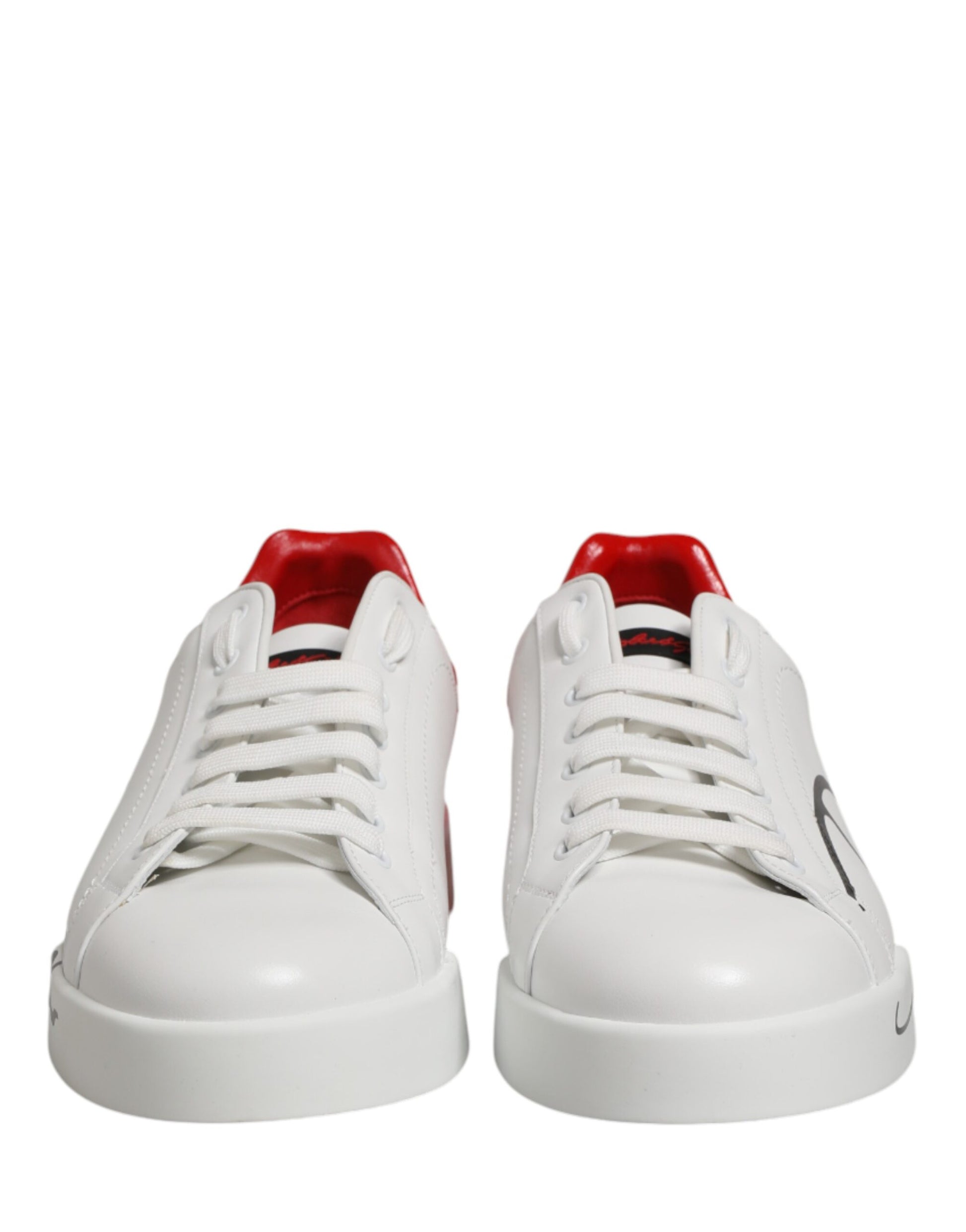 Dolce & Gabbana White Red Portofino Low Top Men Sneakers