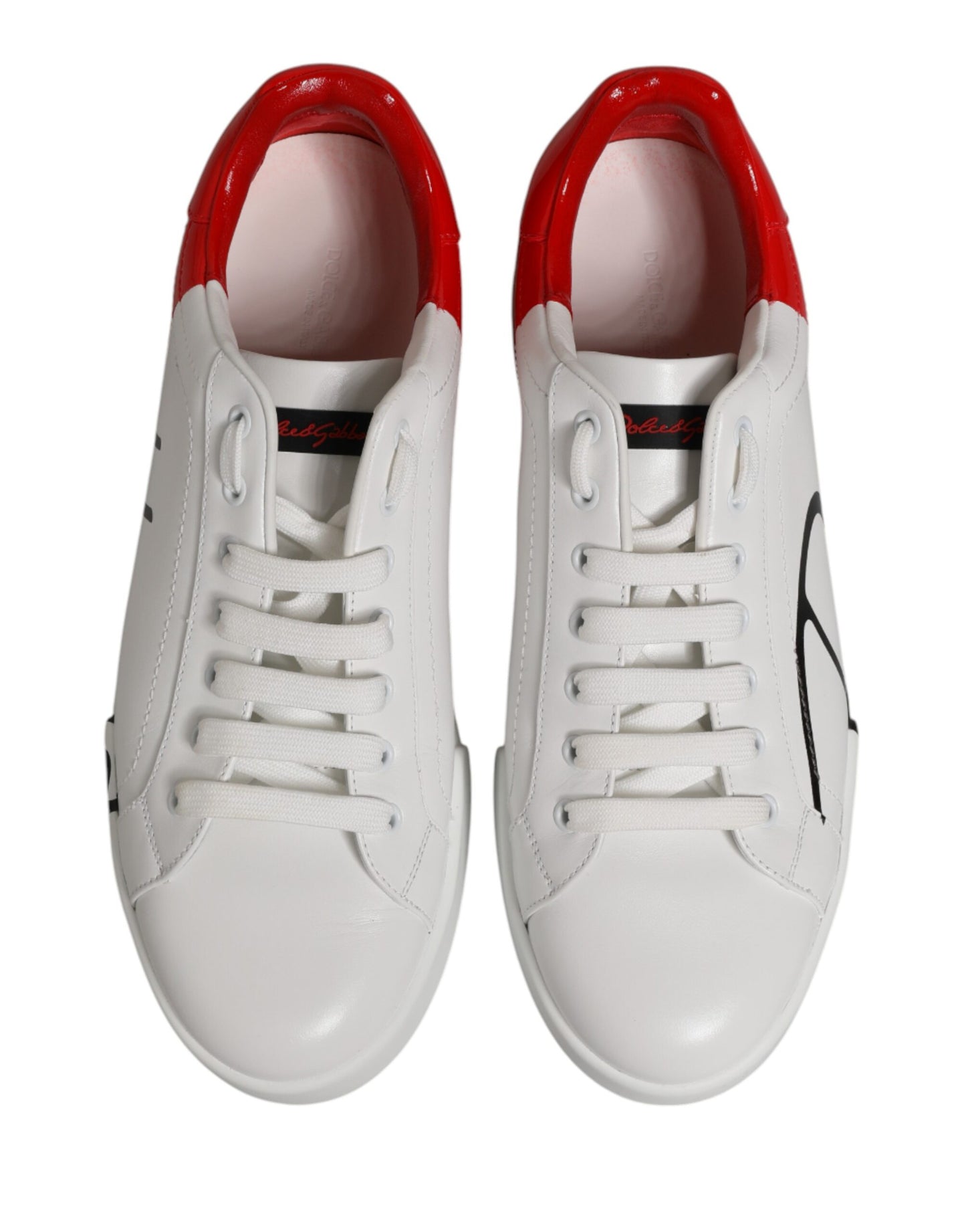 Dolce & Gabbana White Red Portofino Low Top Men Sneakers