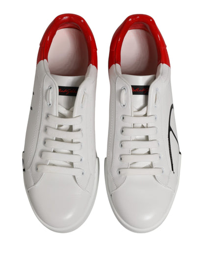 Dolce & Gabbana White Red Portofino Low Top Men Sneakers