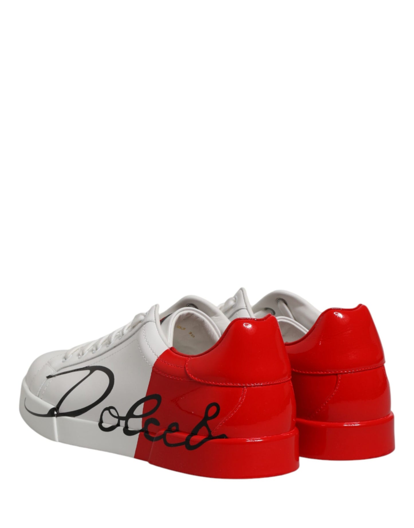 Dolce & Gabbana White Red Portofino Low Top Men Sneakers