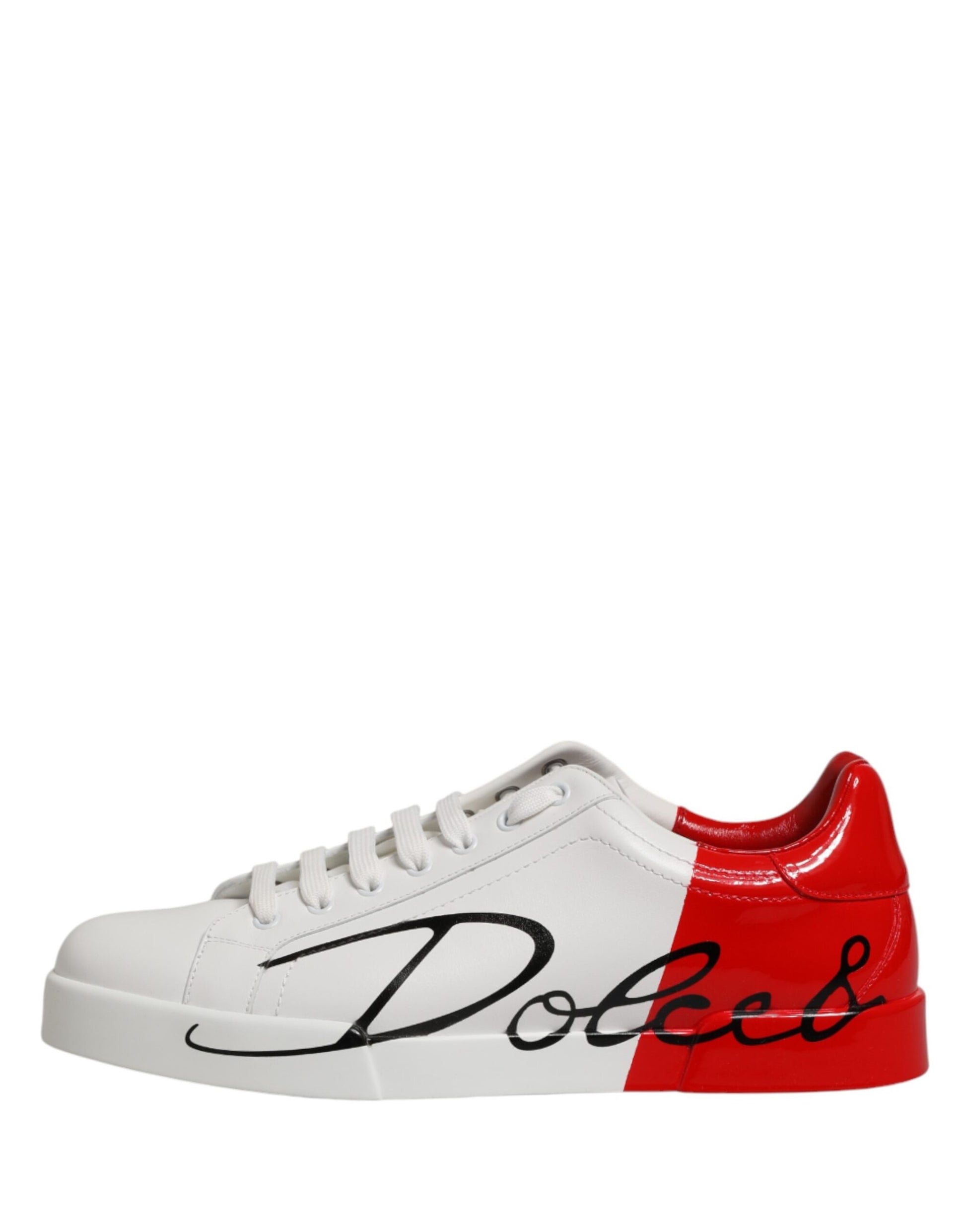 Dolce & Gabbana White Red Portofino Low Top Men Sneakers